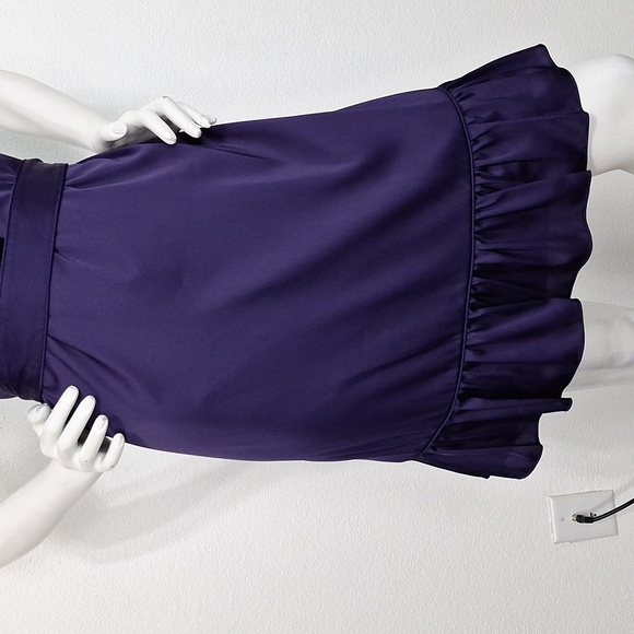 Gianni Bini NEW Purple Romantic Glam Cocktail Belted Ruffle Preppy Dress Size 10 - Picture 3 of 14